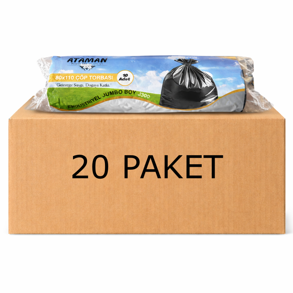 Ataman Plastik Jumbo Boy 80×110 J300 Çöp Torbası 10' Lu 20 Paket