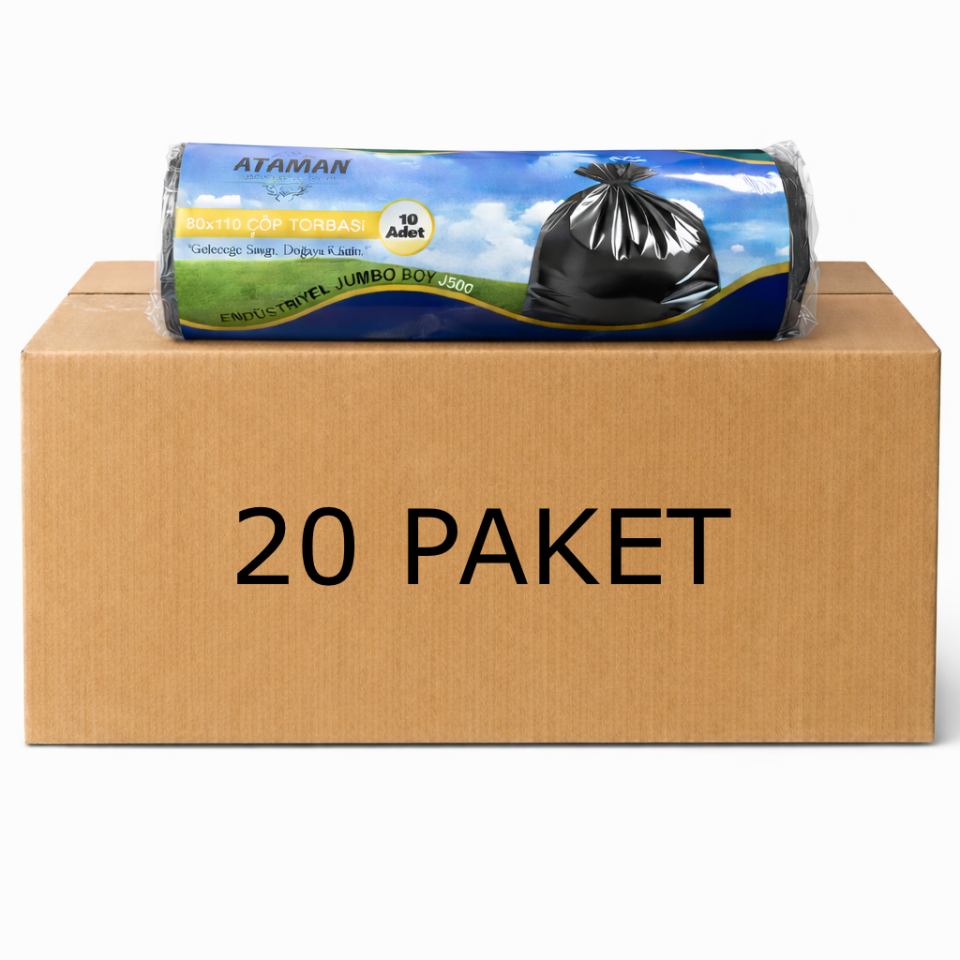 Ataman Plastik Jumbo Boy 80×110 J500 Çöp Torbası 10' Lu 20 Paket