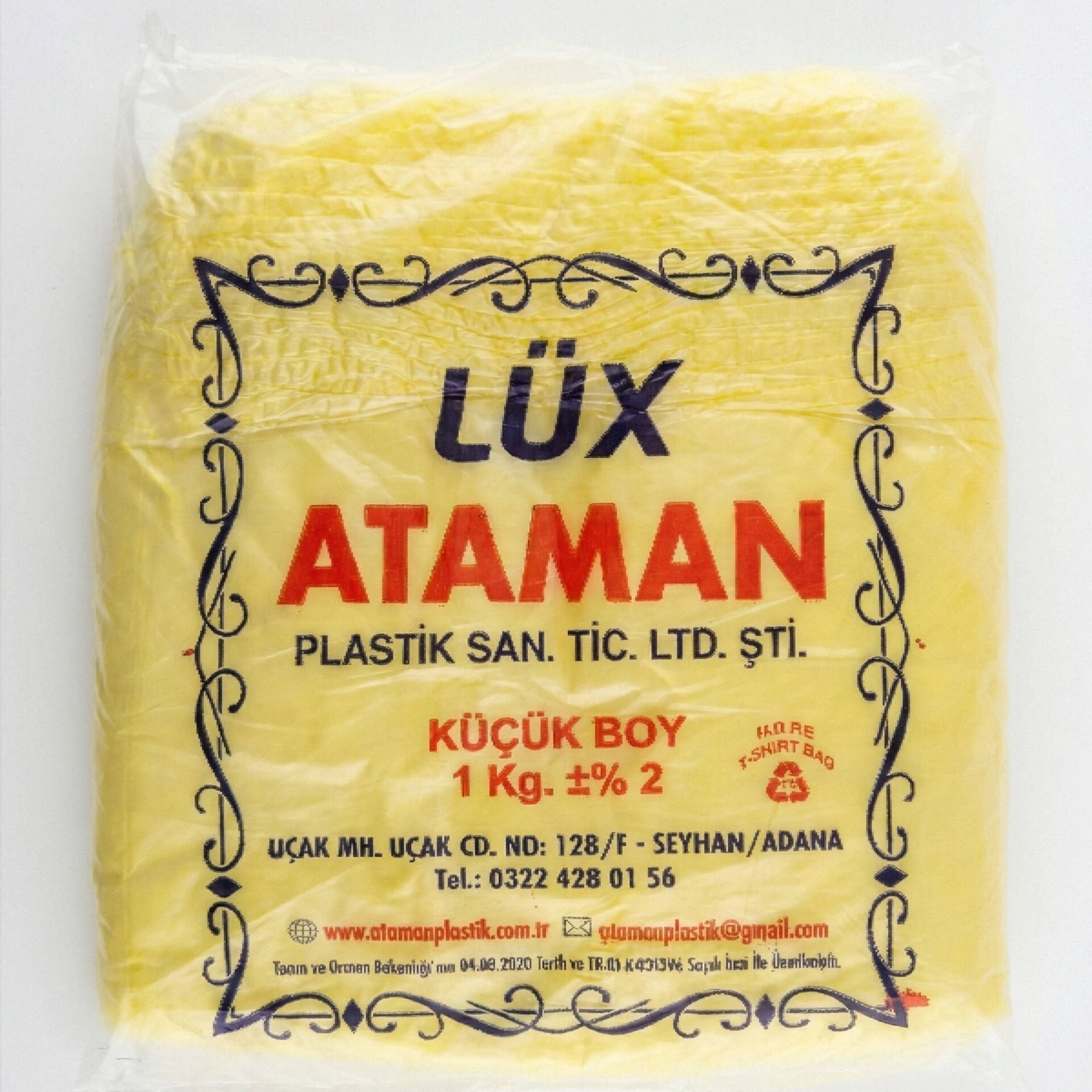 Lüx Ataman Küçük Boy (25×45) 1 Kg Sarı Atlet Poşet